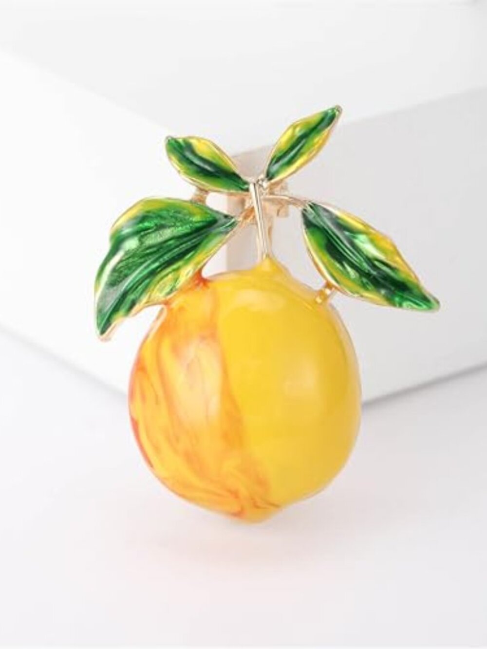 Lemon Brooches for Women Men Crystal Elegant Yellow Fruit Lemon